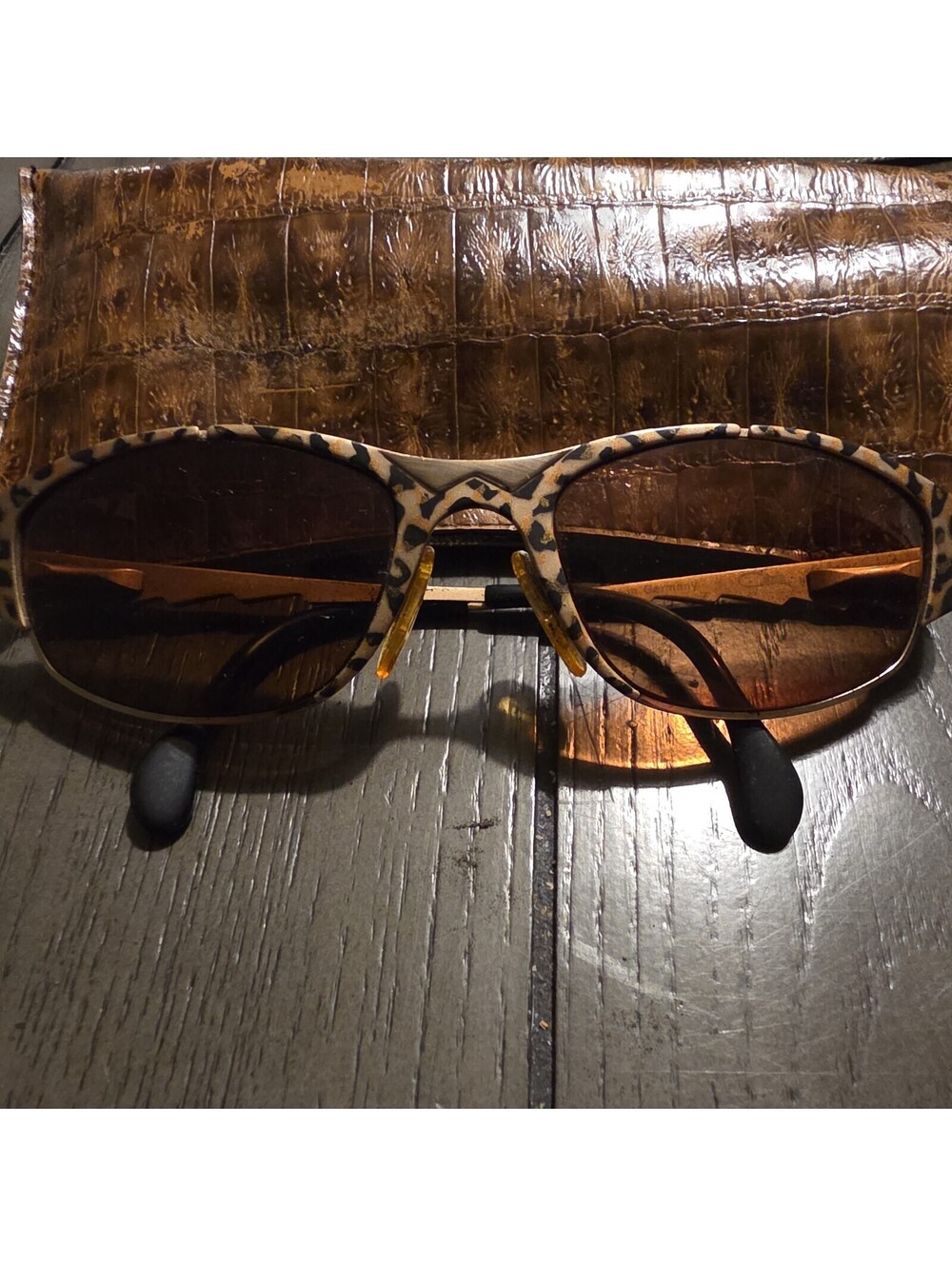 Vtg Sunglasses CAZAL Model 987 529 LEOPARD & GOLD Made In Germany NO SCRATCHES